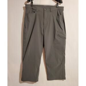 Eddie Bauer Womens Ranier Capri Pants Size 14 Gray Active Hiking Stretch Nylon